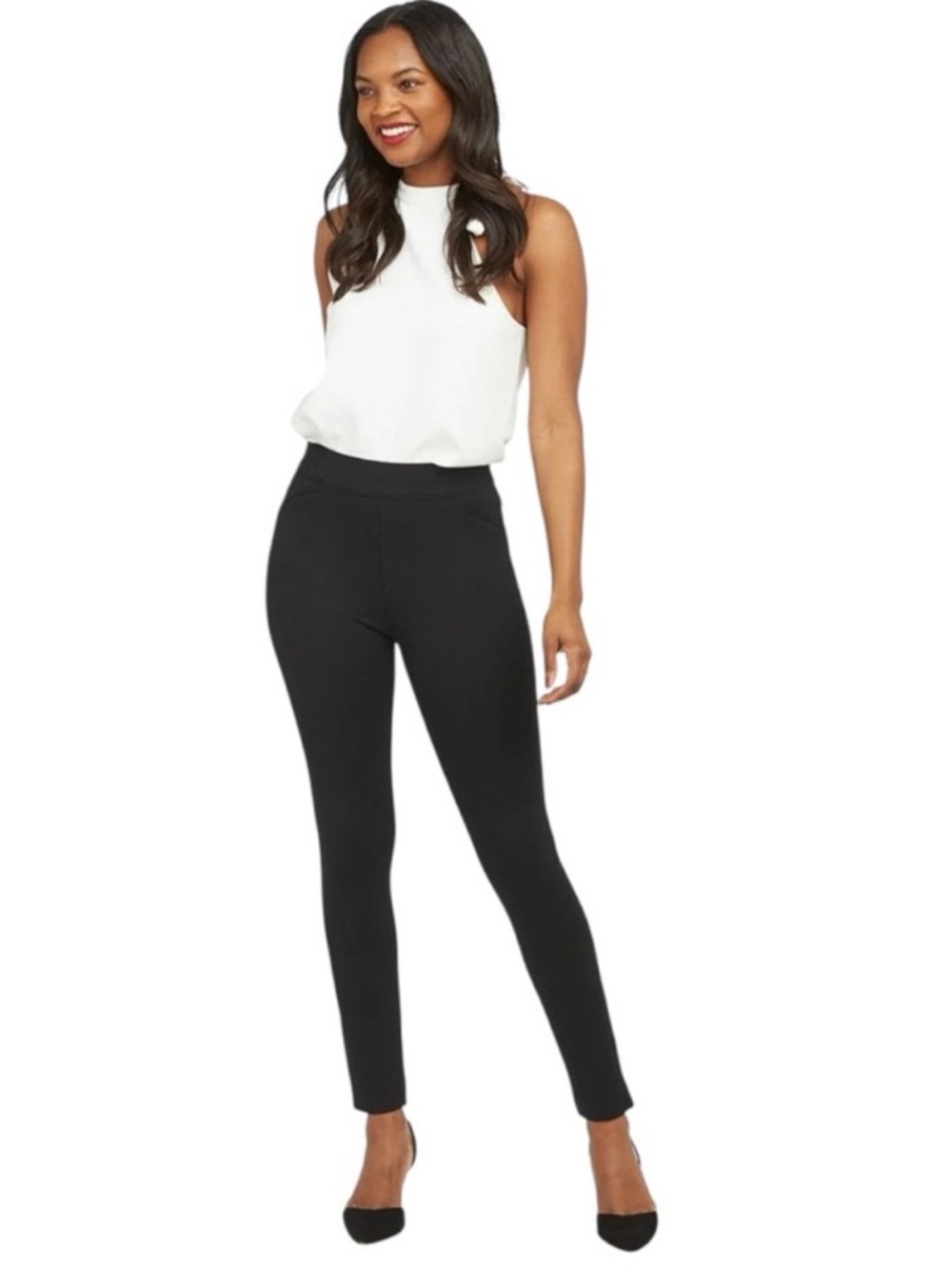 SPANX Perfect Black Pant Back Seam Skinny Ponte Pants Size Medium